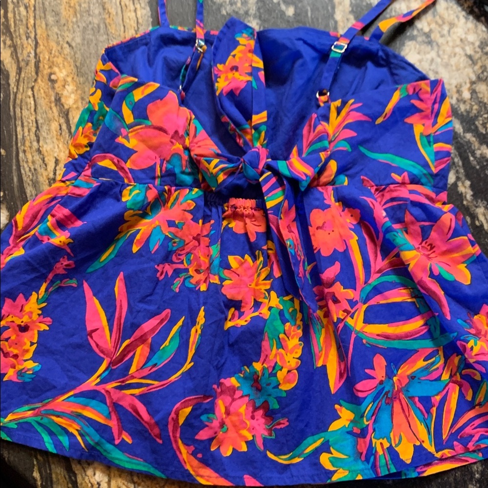 J. Crew Women’s Floral Camisole NWOT- Blue and Multicolor Tie Back top. - Picture 2 of 7